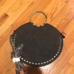 Anthropologie NWT gray saddle bag with straps
